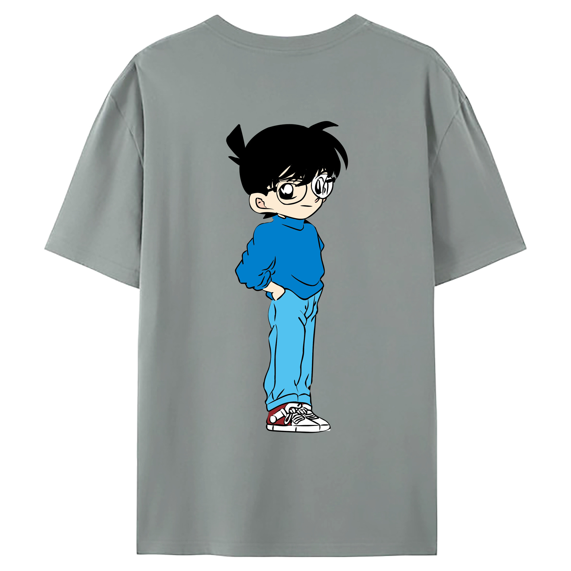 （画像用） 名探偵コナン 江戸川 コナン Detective Conan Conan Edogawa 綿100％ メンズ半袖Tシャツ（バックプリント） 通気性